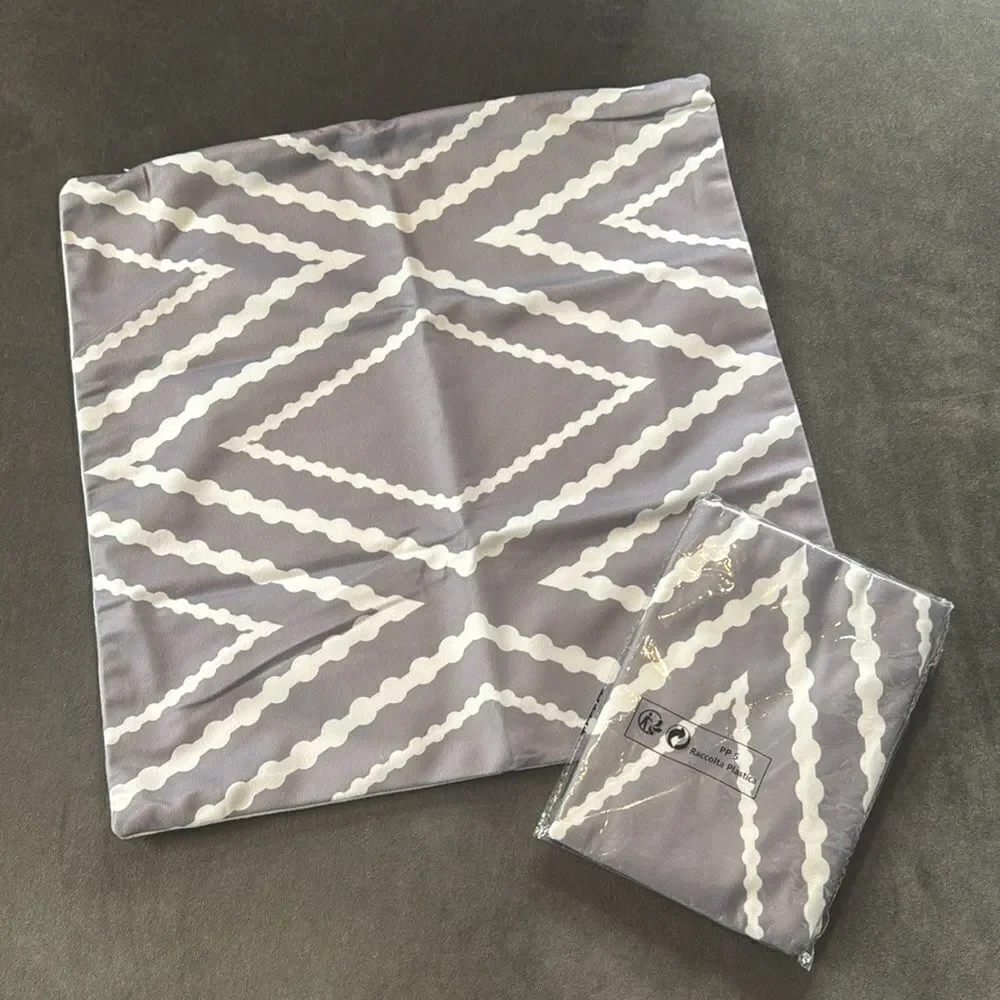 TWO Gray Geometric Sofa Throw Accent Pillow Covers Size 18”x18” Covers Only NEW